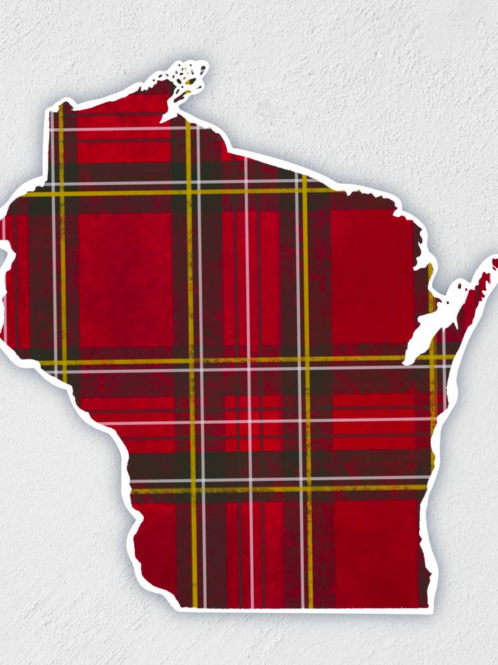 Wisconsin Scottish Plaid Sticker | Waterproof | WI State for wholesale by Little Rocks Design