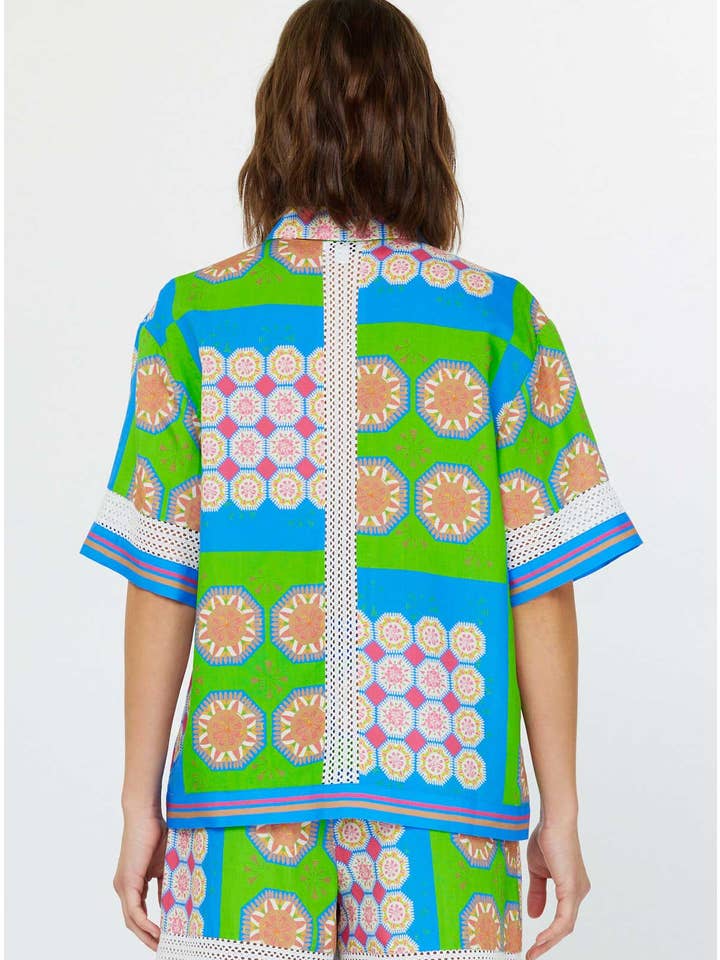 Mlt Boho Geometric Print Button Down Shirts for wholesale on Faire