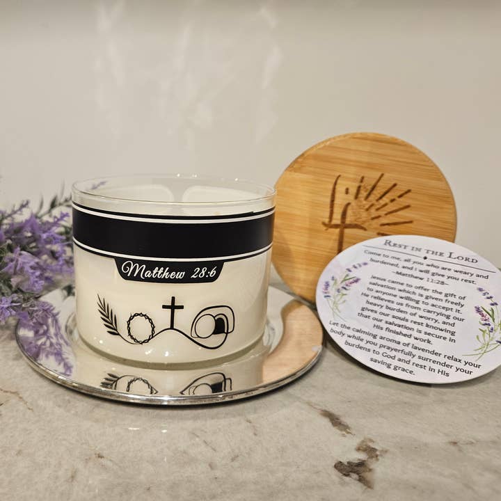 Easter Soy Candle 8 oz -Light & Reveal The Good News! for wholesale by Lord's Light Candle