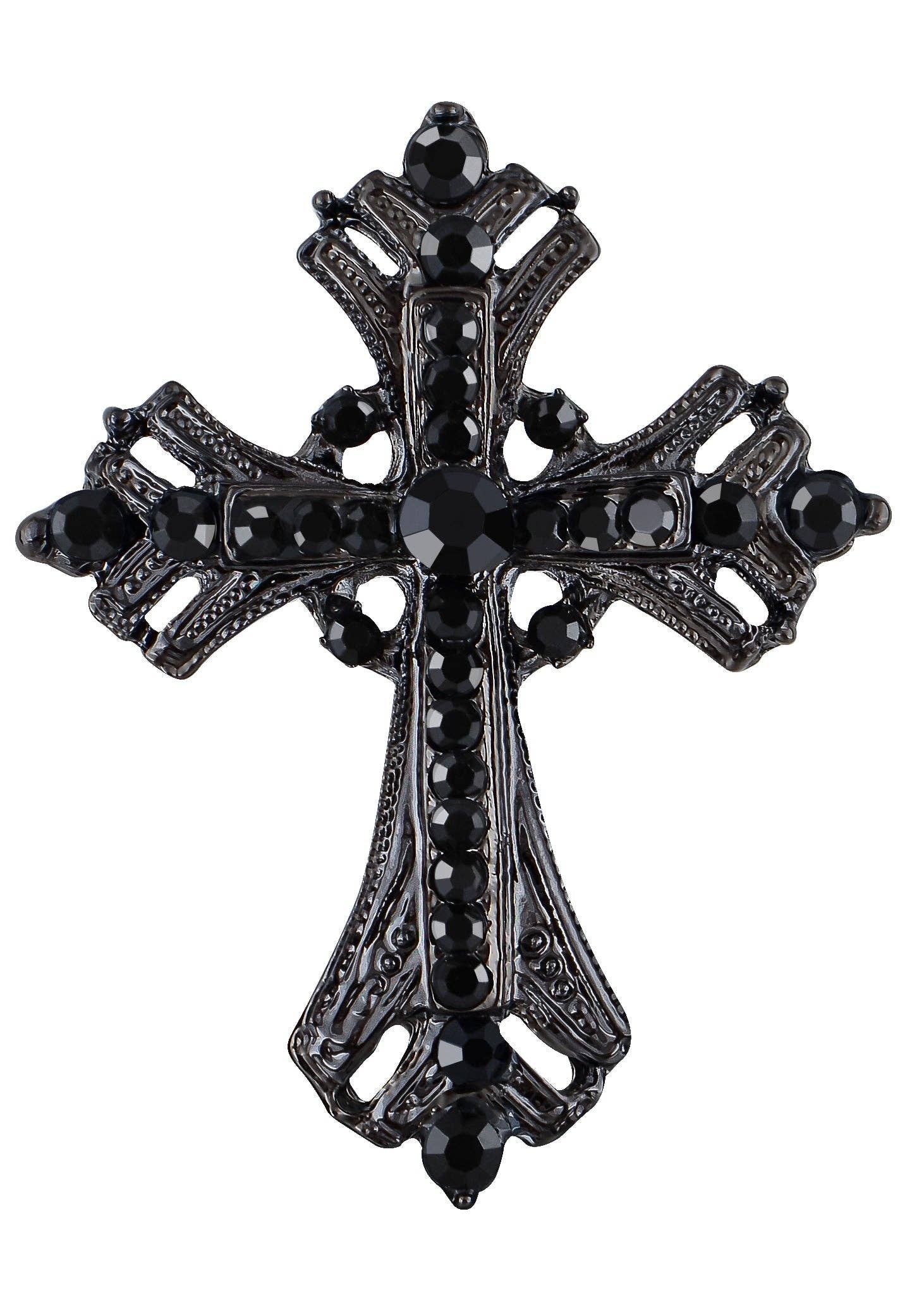 AK Brand - Vendita all'ingrosso Spille - Spilla a forma di croce religiosa argentata con strass55