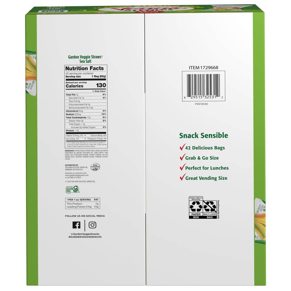 Swift Trade Group LLC - Wholesale Puffed Snack - Sensible Portions Garden Veggie Straws, Sea Salt, 1 oz, 42 c1