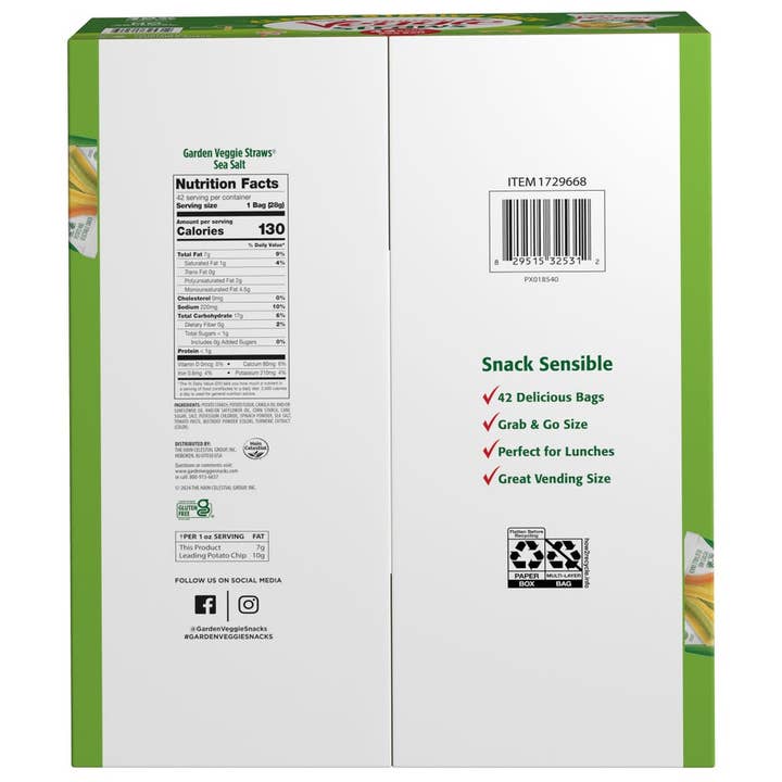 Swift Trade Group LLC - Wholesale Puffed Snack - Sensible Portions Garden Veggie Straws, Sea Salt, 1 oz, 42 c1