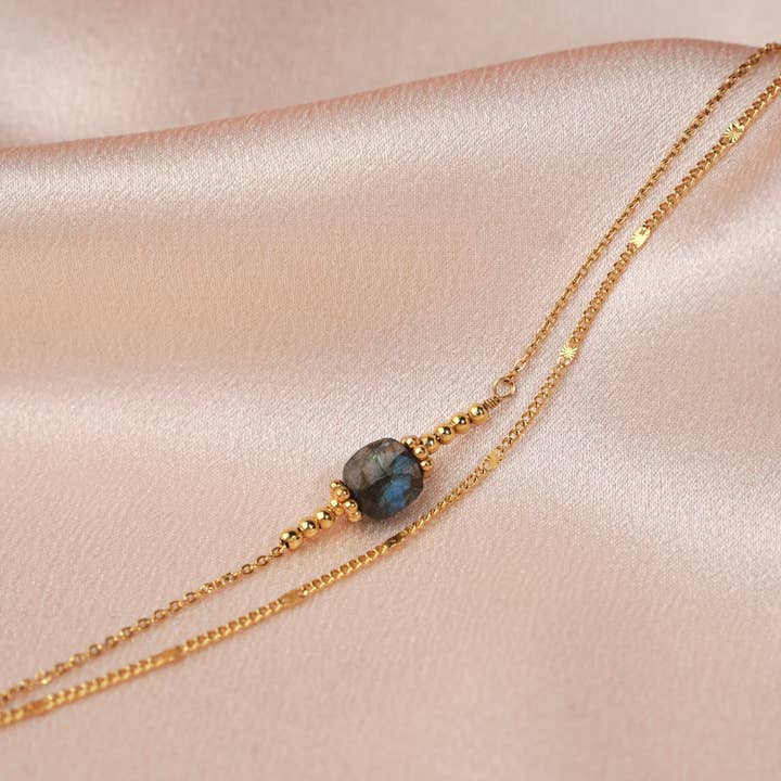 Meora Paris - Wholesale Charm/Dangle Bracelet - Labradorite Sanded Bracelet1