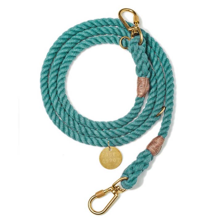 Teal Up-Cycled Rope Leash, Adjustable for wholesale by Found My Animal