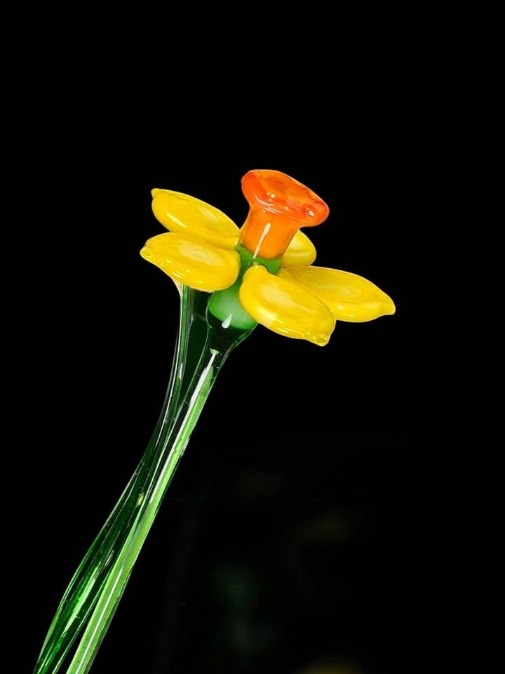 Yellow Glass Daffodil - Handcrafted Long Stem Flower for wholesale by Glass by Iness