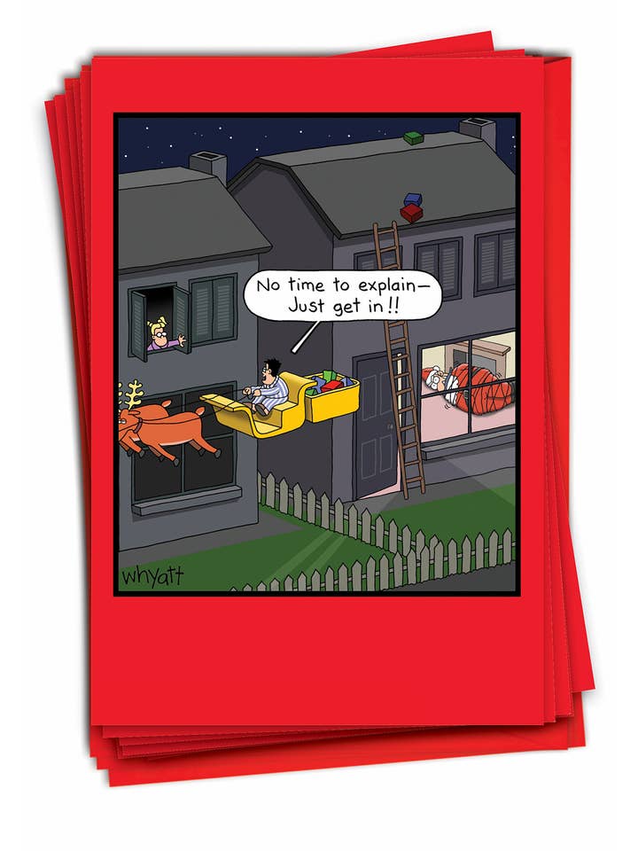 Schachtel mit 12 Weihnachtskarten — Just Get In für den Großhandel von NobleWorks