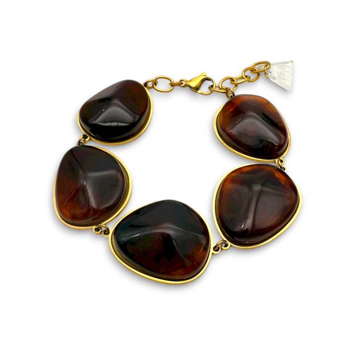 Karamellstein – Armband mit synthetischen Steinen in Karamellton für den Großhandel von Funk Da Queen