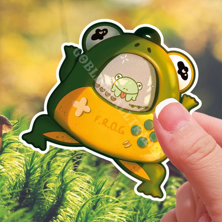Froggo Tamagotchi Friend Die-Cut Waterproof Sticker for wholesale by Goblin Of All Trades
