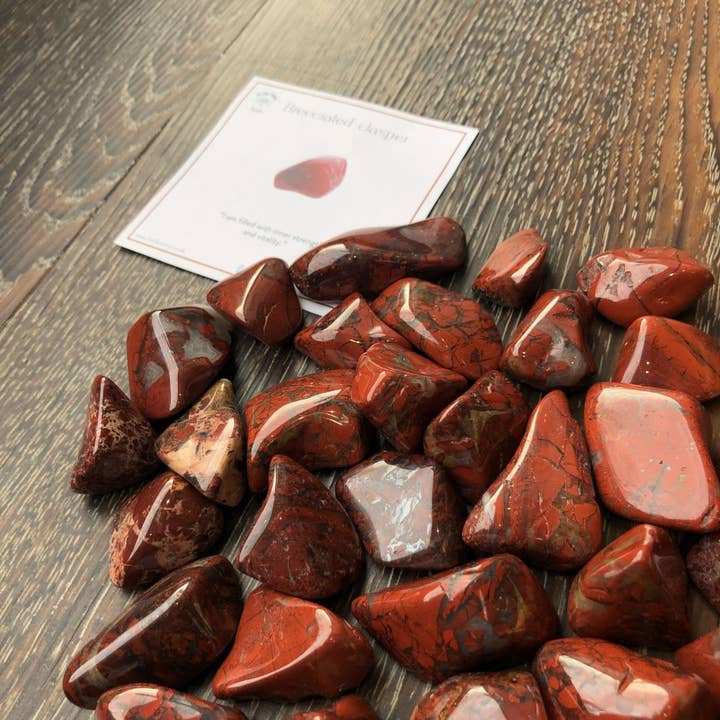 Brecciated Jasper Tumbled Crystals 100gms With Info Cards for wholesale by BellaMira Home