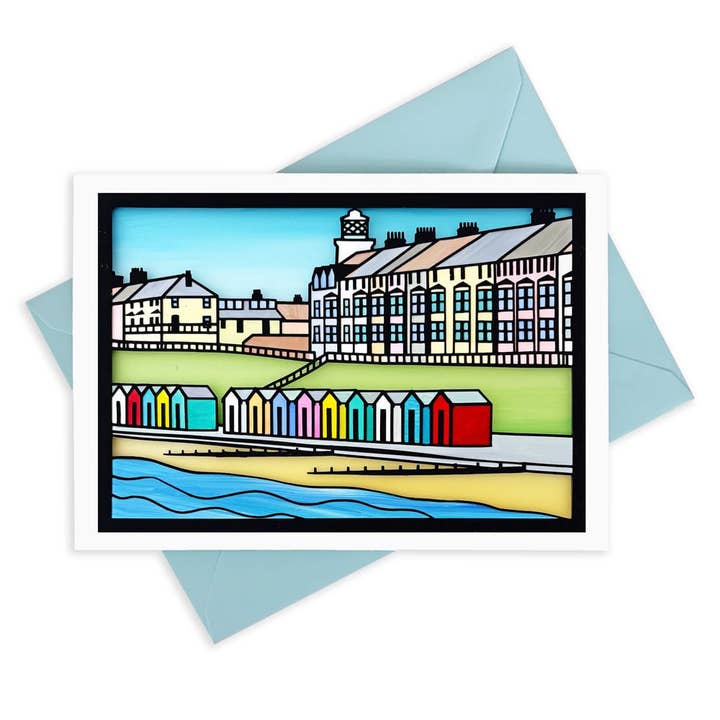 Papercut greeting card: Southwold scene, Suffolk for wholesale by The Leaf Press