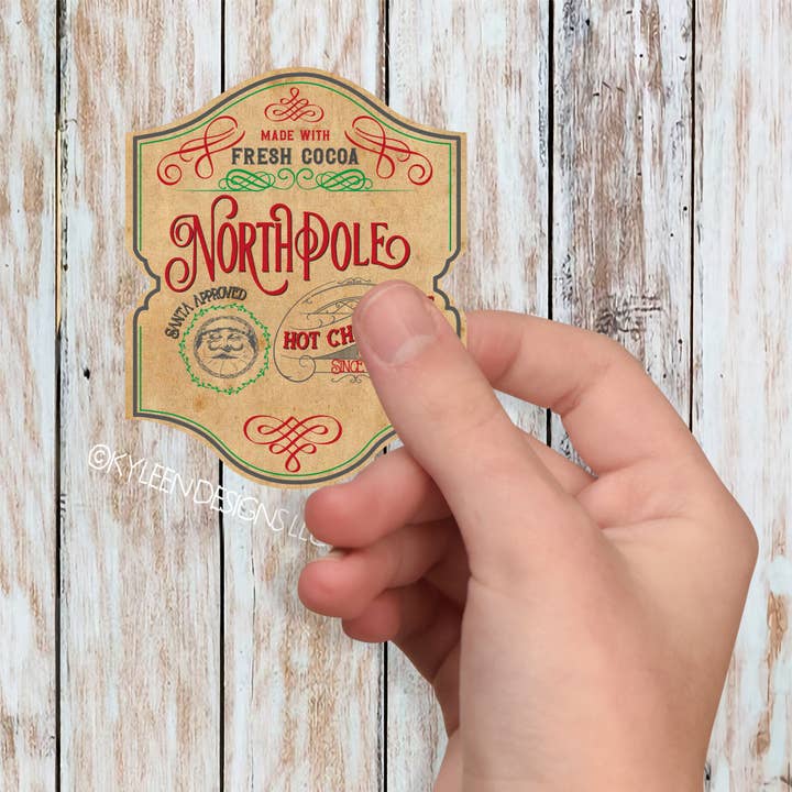 North Pole Hot Chocolate Die Cut klistermärke för wholesale av Kyleen Designs