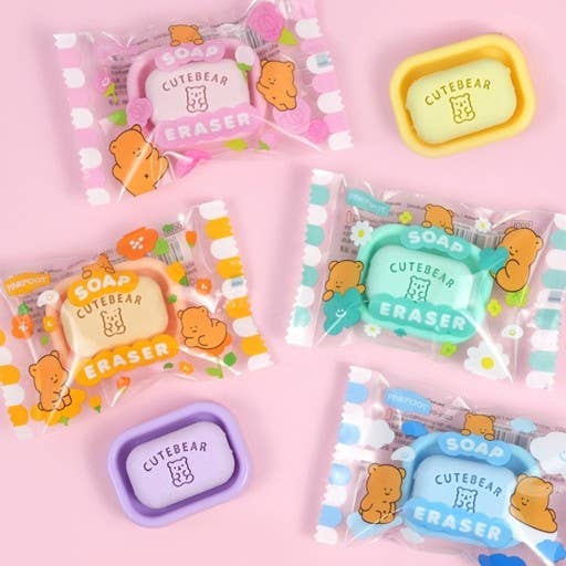 K-Wonderland – wholesale Eraser – CUTE BEAR Soap Eraser - School writing Desk Essencials14