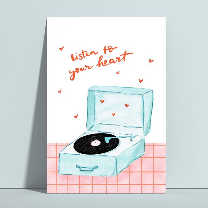 Cartão postal "Escuta o teu coração", cartão para amantes da música por atacado de Hannahs Firlefanz