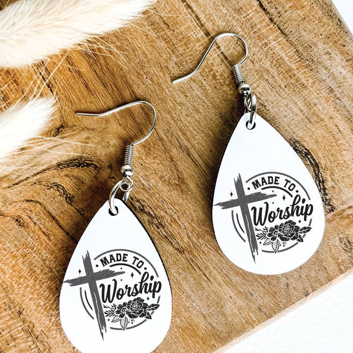 Made to Worship Earrings, Religious Earrings, Christian gift for wholesale by Shades Jewelry & Gifts