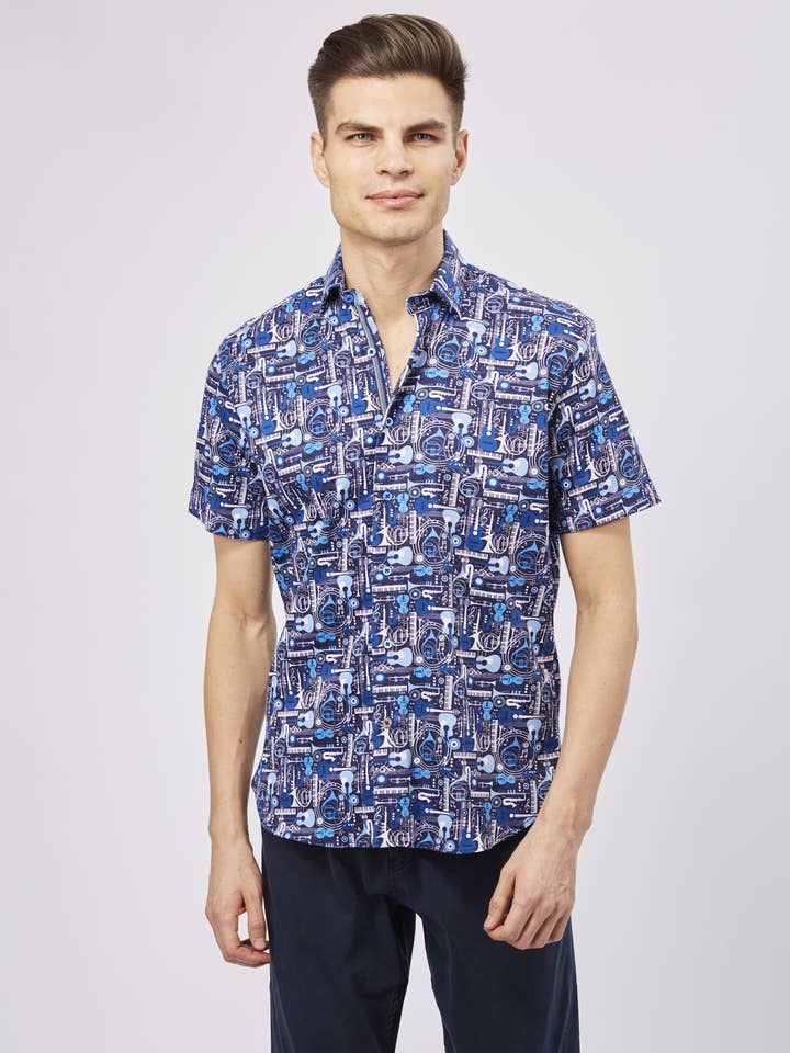 Blue Instruments Shirt for wholesale by Luchiano Visconti