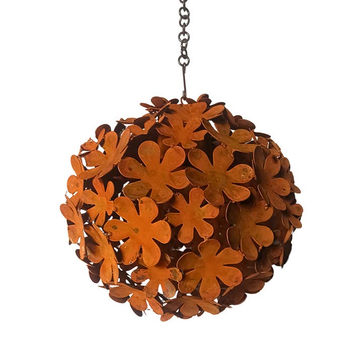 Flower Sphere Small - Rust Finish for wholesale by Think Outside