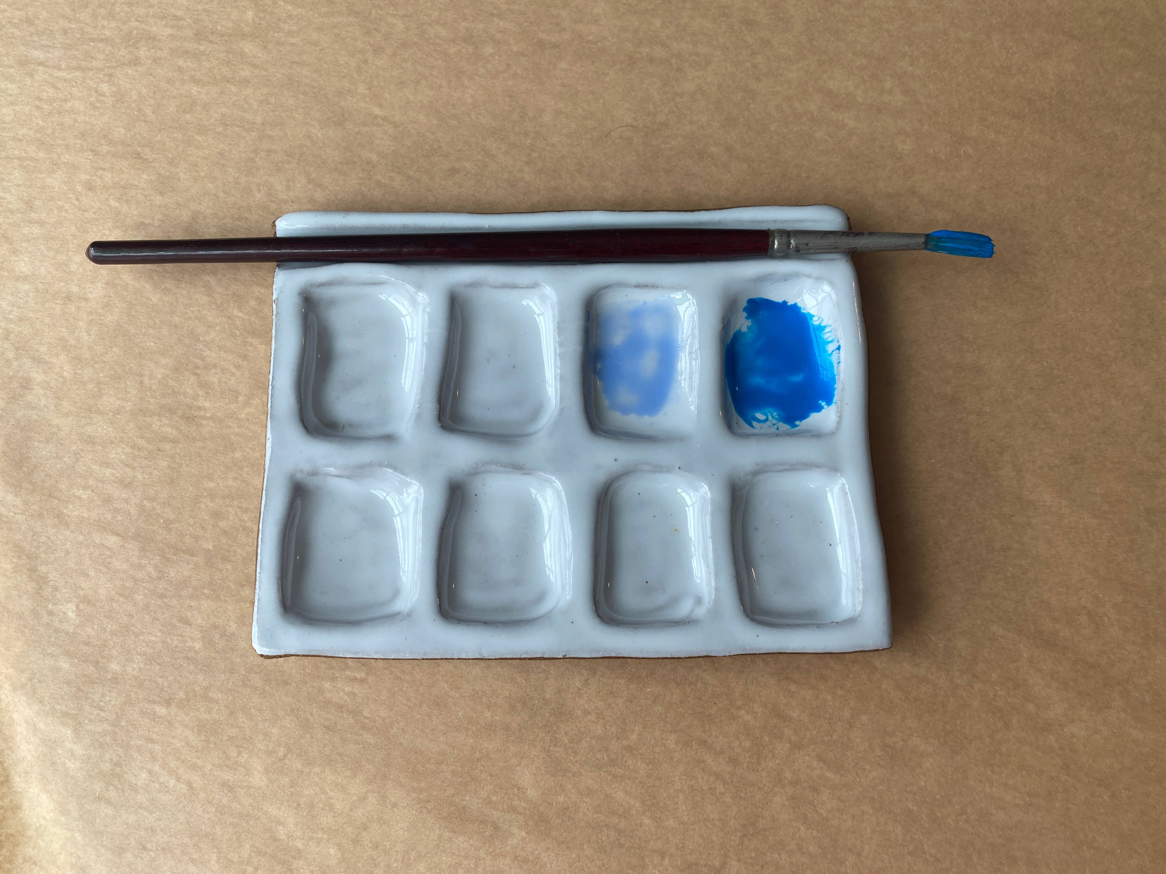 Busy Hands Studio - Vente Palettes/plateaux de mélange - Palette de peinture aquarelle en céramique de taille moyenne à 8 plaques3