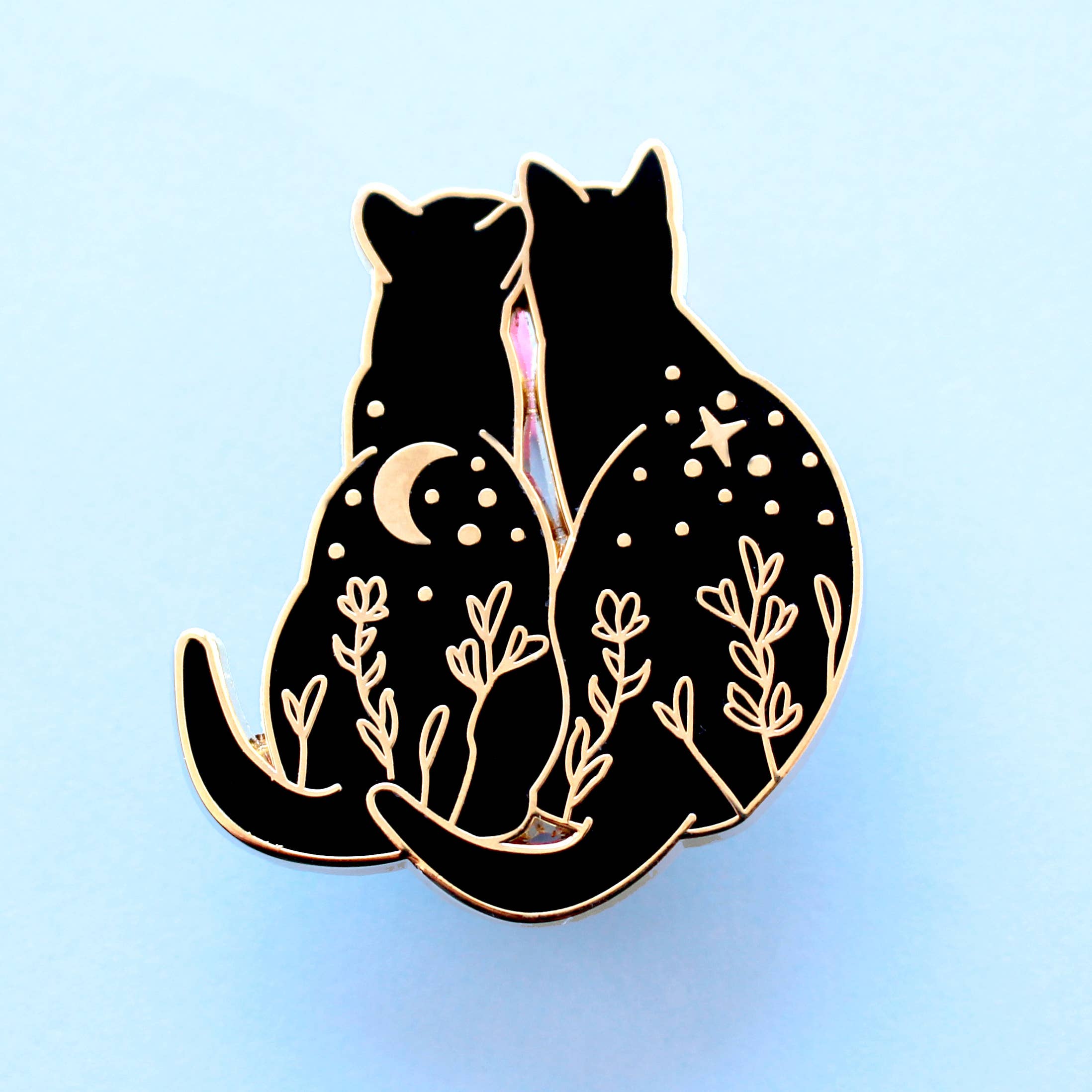 Glitter Punk - Wholesale Lapel Pin/Button - Black Cats Stargazing Enamel Pin1