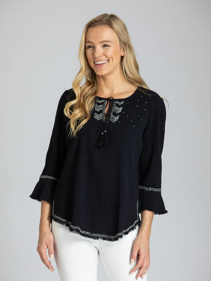 Pic-Stitch Top With Beaded Chevron Detail for wholesale by APNY