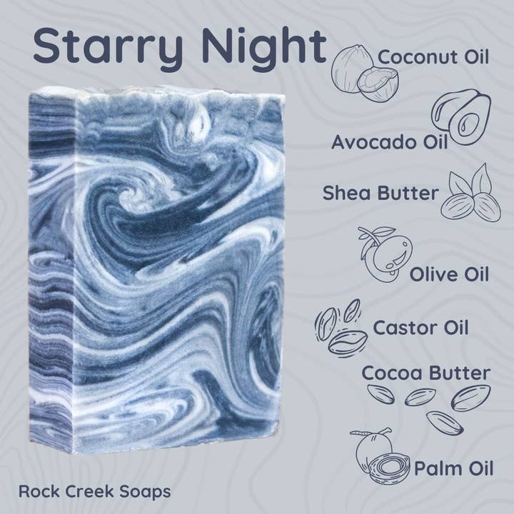Rock Creek Soaps - Wholesale Bar Soap - Starry Night Bar Soap: Vanilla, Sandalwood & Currants