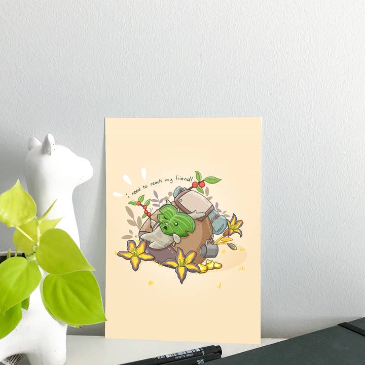 Sarah May Arts – wholesale Art print – Korok Backpack Art Print | Legend of Zelda Floral Art
