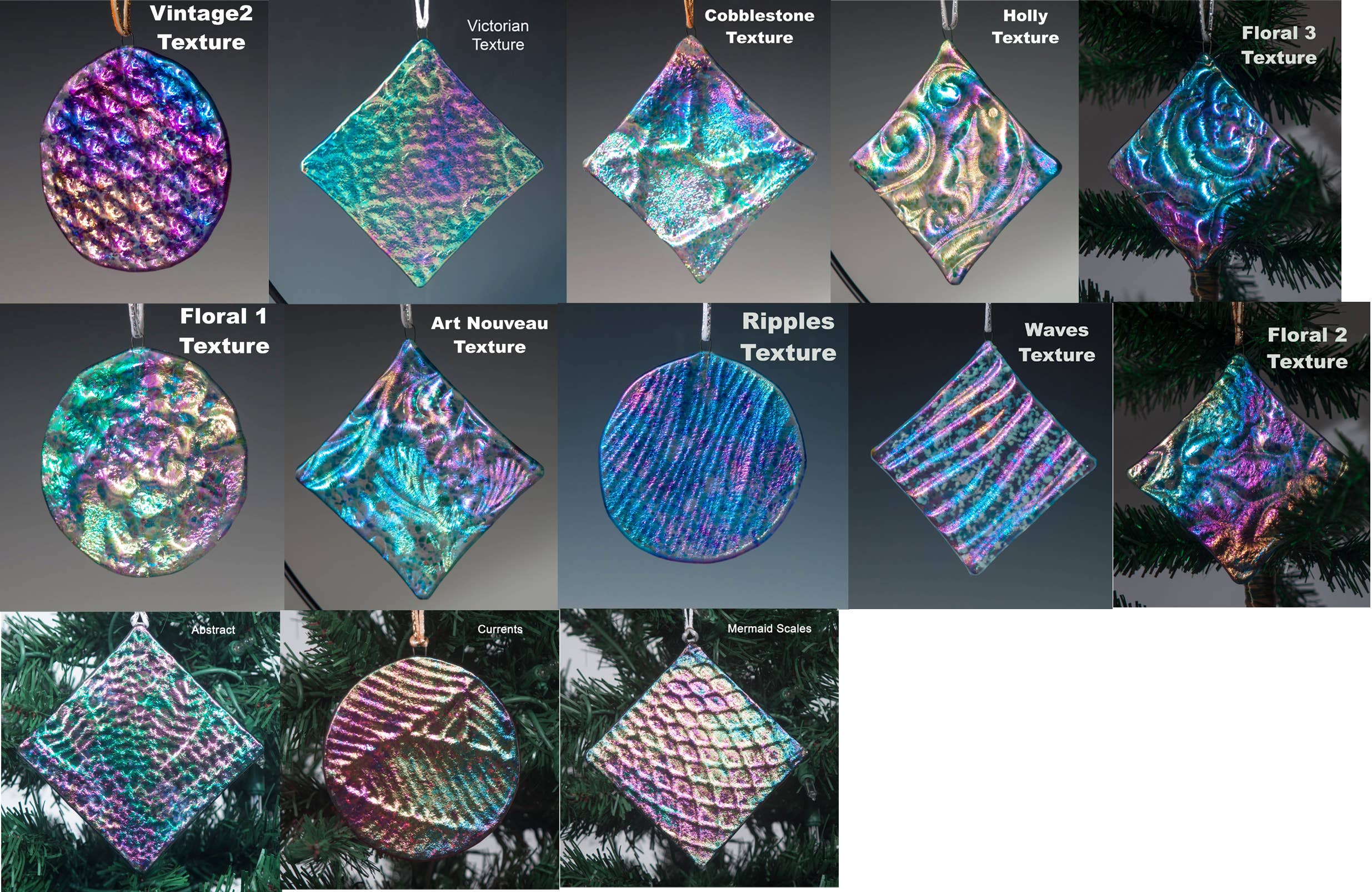 Dee Janssen GlassWorks - Wholesale Ornament - Large Round Ornament - Impression Series2