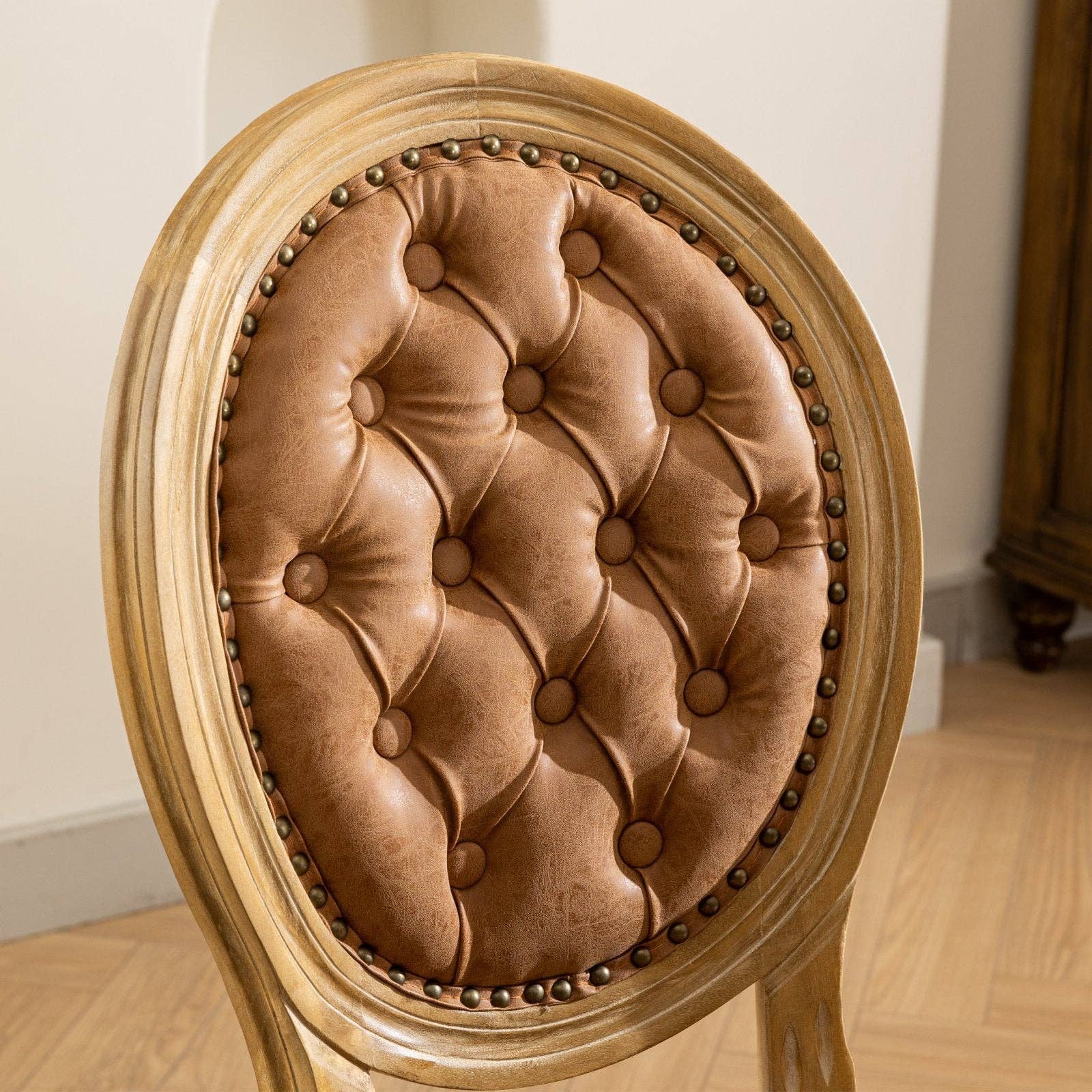 BlakOutlet - Vente Chaises - Ensemble de 2 chaises de salle à manger antiques en bois massif de style français8