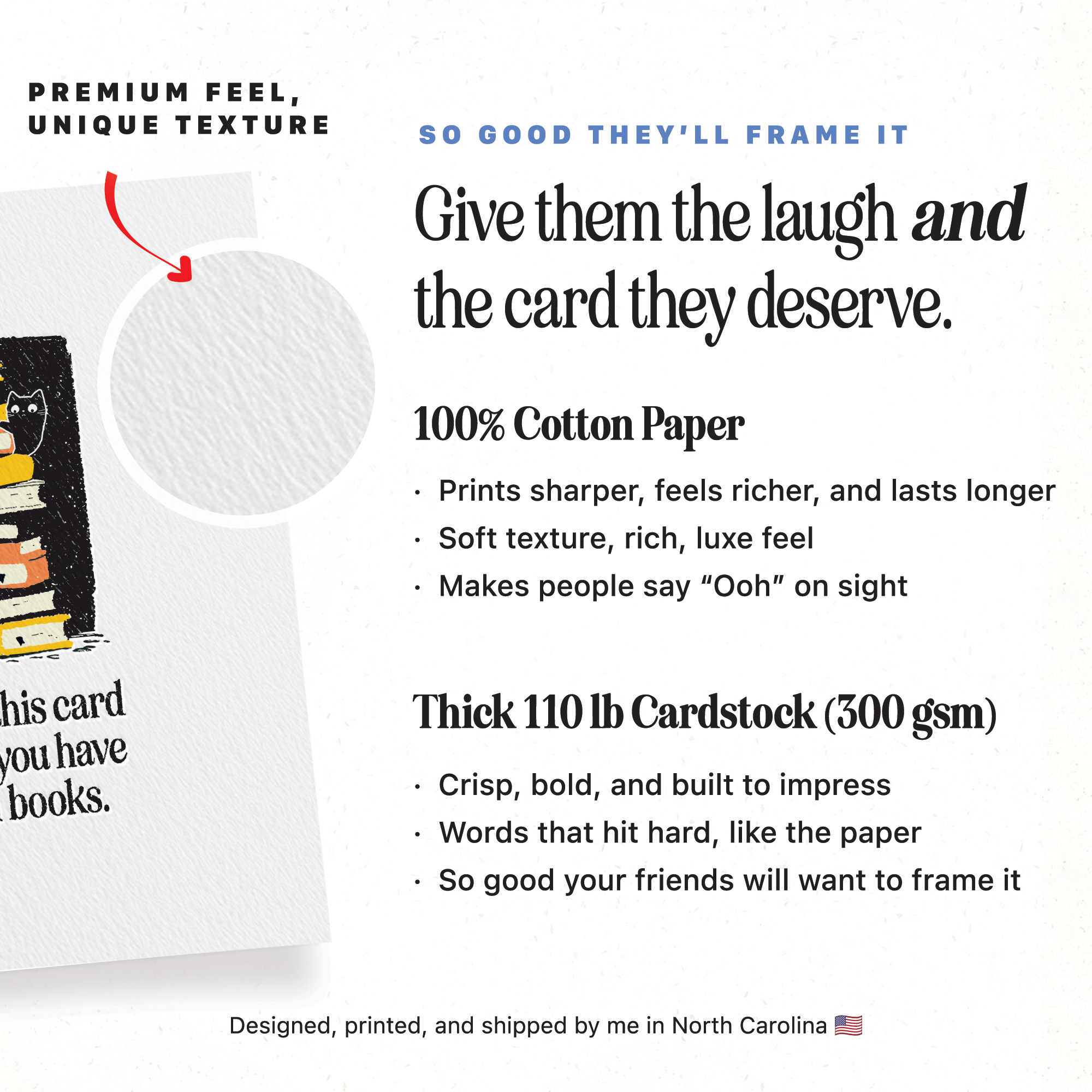 Petty Paper Studio - Vente Carte de vœux classique - Assez de livres pour un amateur de livres - Carte de vœux quotidienne A21