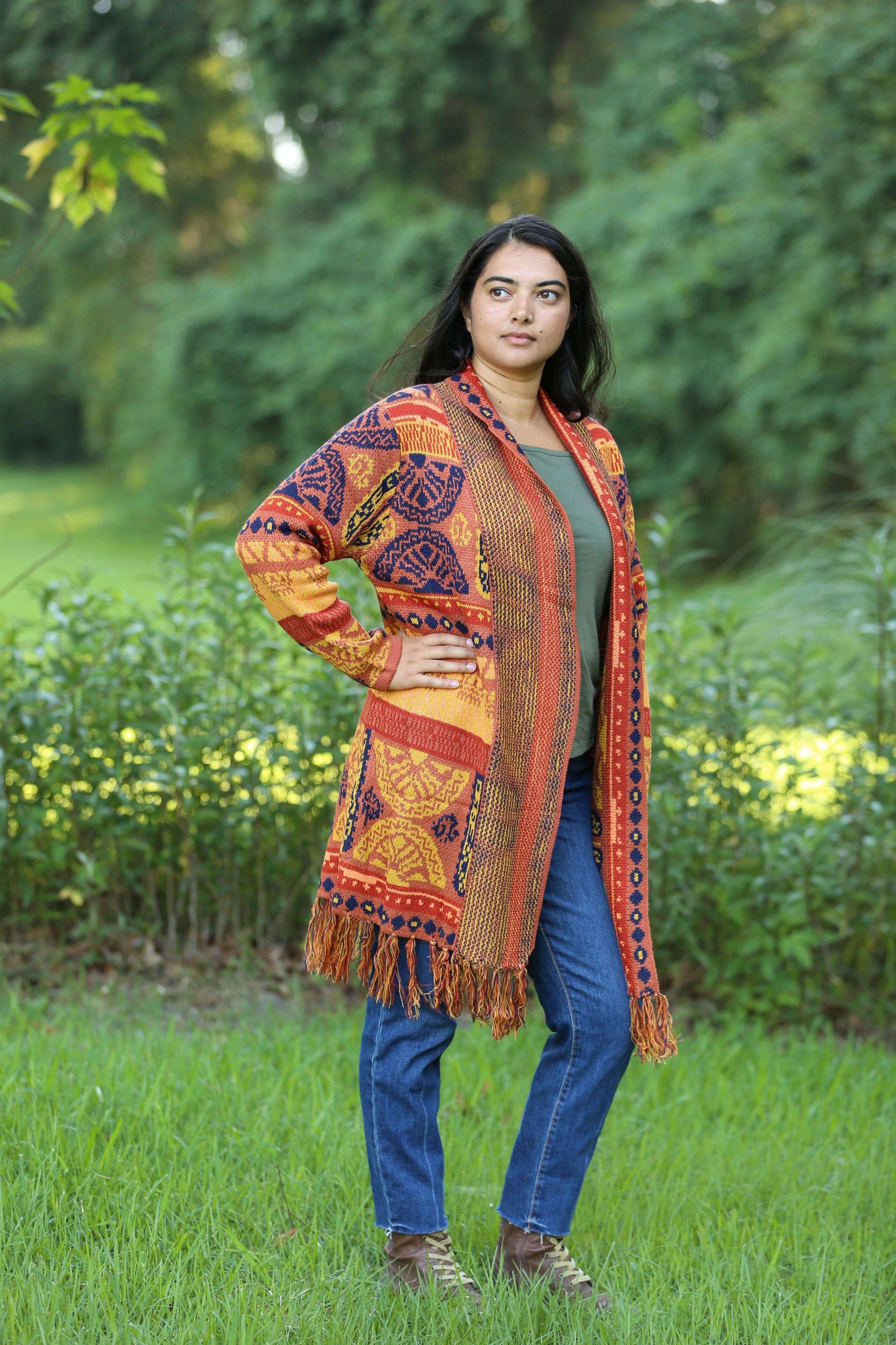 Sacred Threads – wholesale Cardigan – Women’s – Autumn Radiance Boho Knit Cardigan with Tassels0