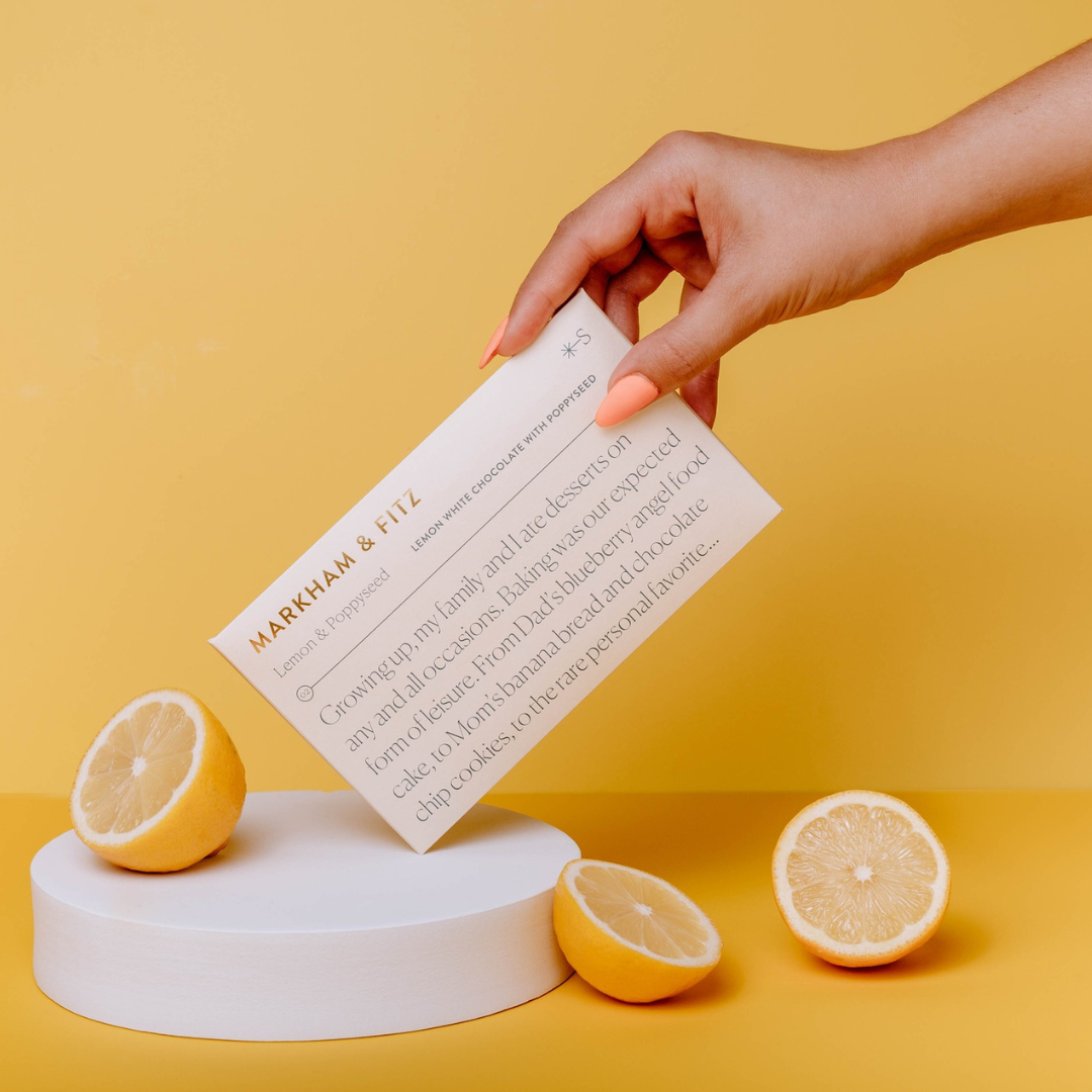 Markham & Fitz Chocolate - Wholesale Chocolate Bar - Lemon & Poppy Seed White Chocolate Bar2