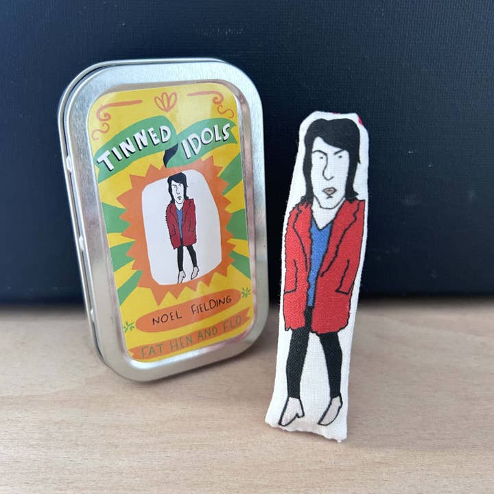 Noel Fielding Tinned Idol mini doll in collectable tin for wholesale by Fat Hen And Flo