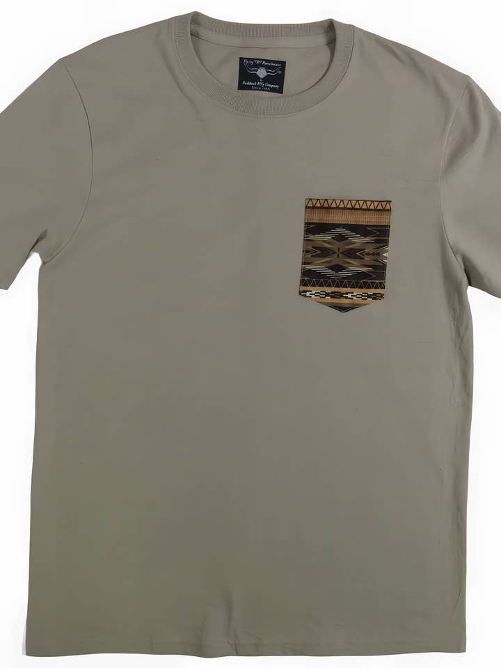 Flying R Ranchwear - Southwest Print - Pocket T-shirt - Made in USA for wholesale by Ruddock Shirts