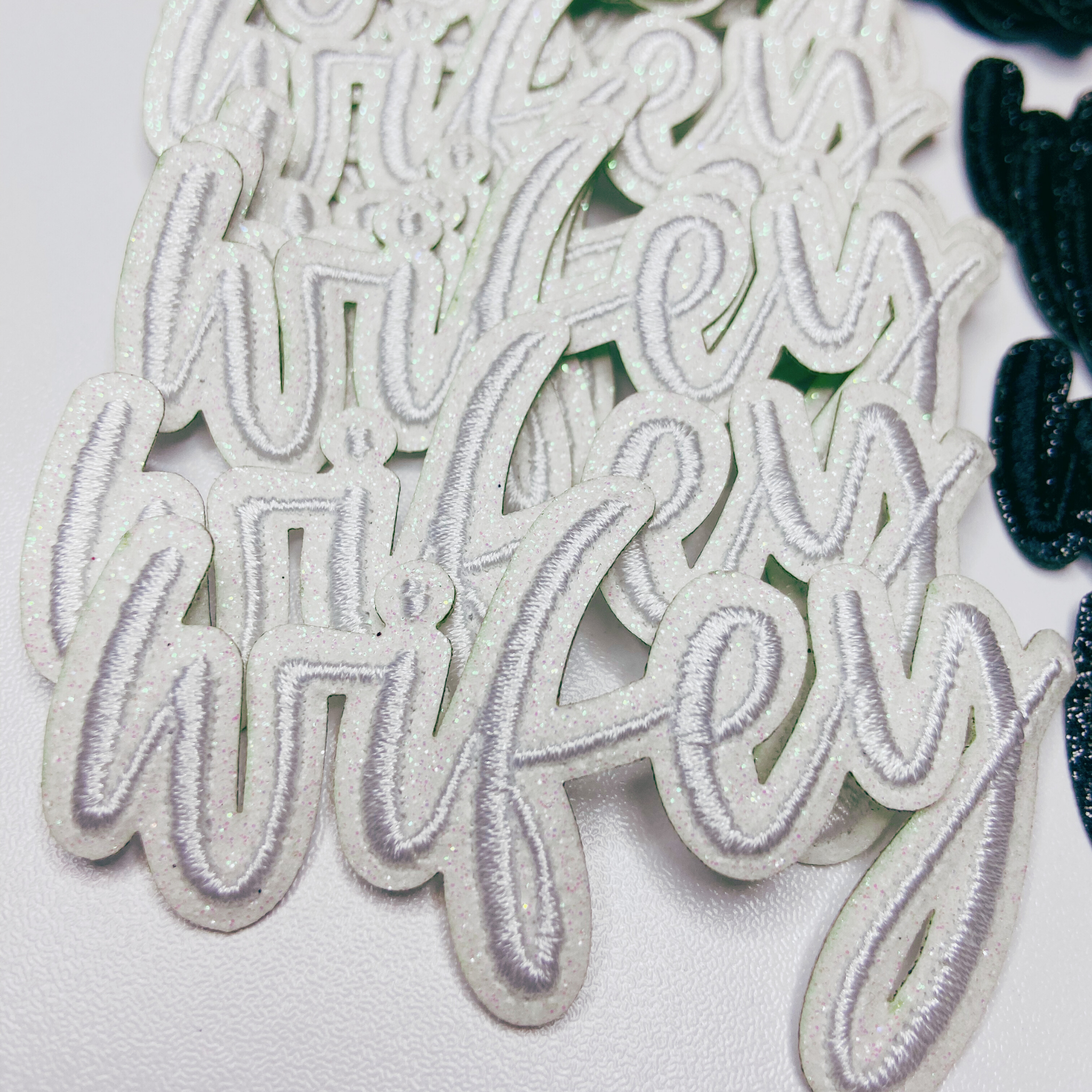 TEELUX - Wholesale Patch - 3" WIFEY in white or Black w Sparkle  -  Embroidered Hat Patch4