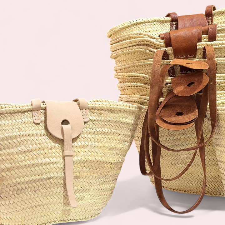HandmadeBestSeller - Wholesale Beach Bag - Handwoven Straw Basket with Long Leather Strap & Flap 8