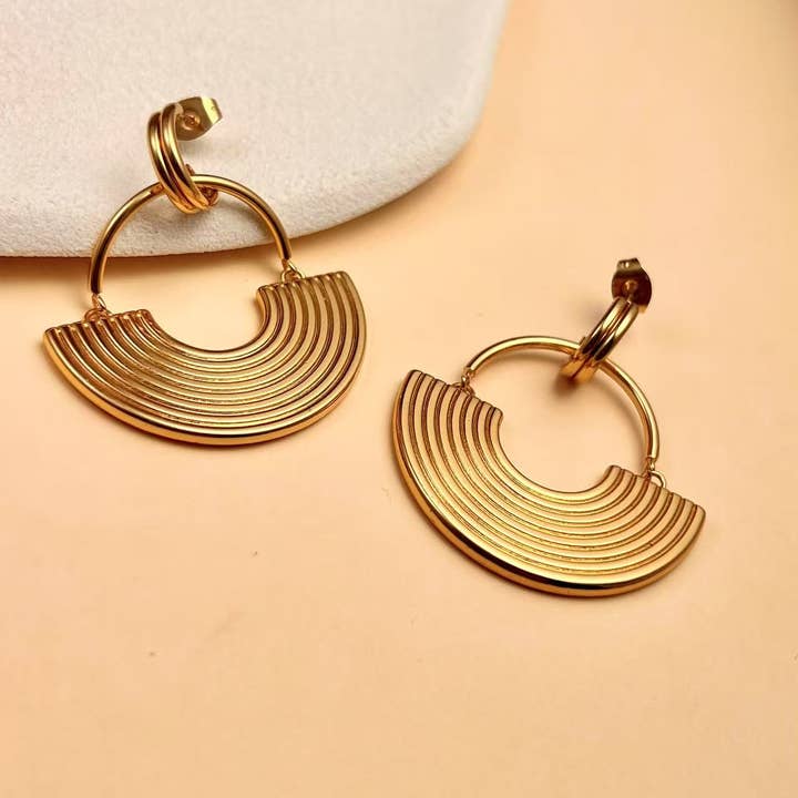 COSMOS - Wholesale Dangle Earrings - Art Deco Golden Arch Earrings0