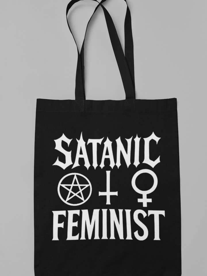 Femminista Satanica, Borsa Tote Gotica Alternativa per la vendita all'ingrosso da parte di Wickedly Divine Shop