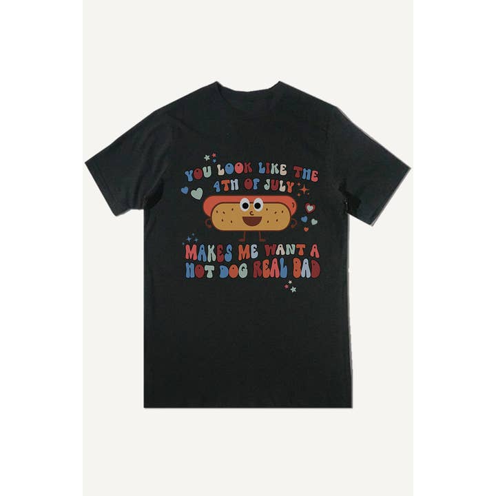 T-shirt de 4 de Julho Hot Dog Oversize por atacado de Bella Me