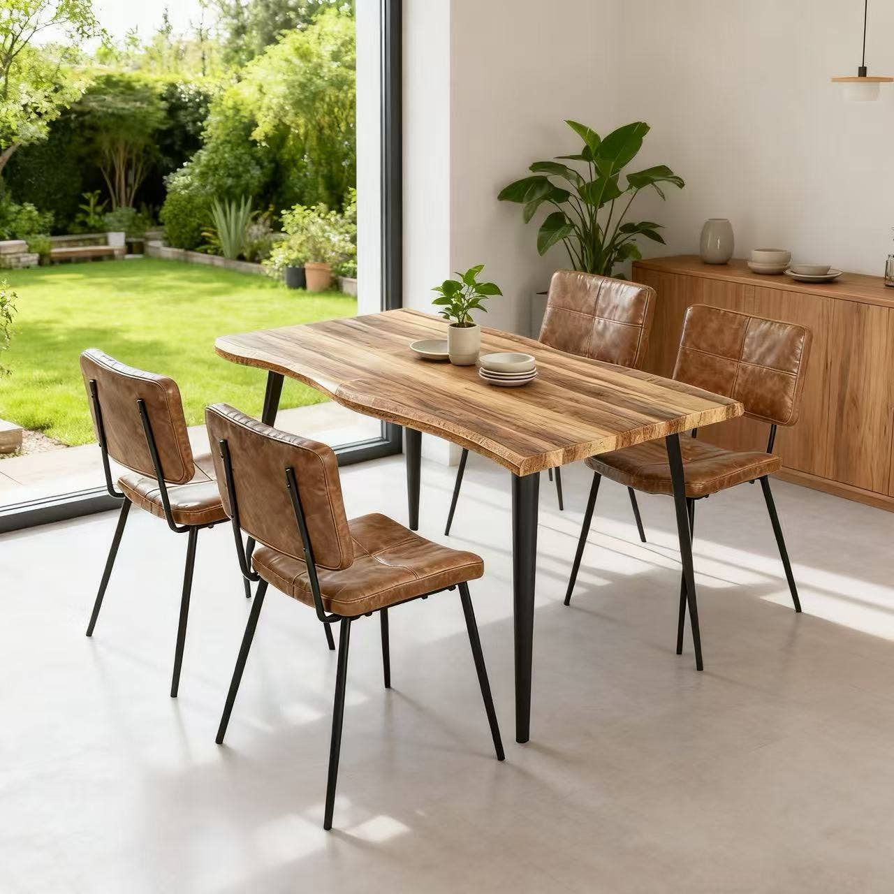 39F Inc. - Wholesale Chair - 5PCS/7PCS Dining Table Set Wood Top and PU Leather Chairs0