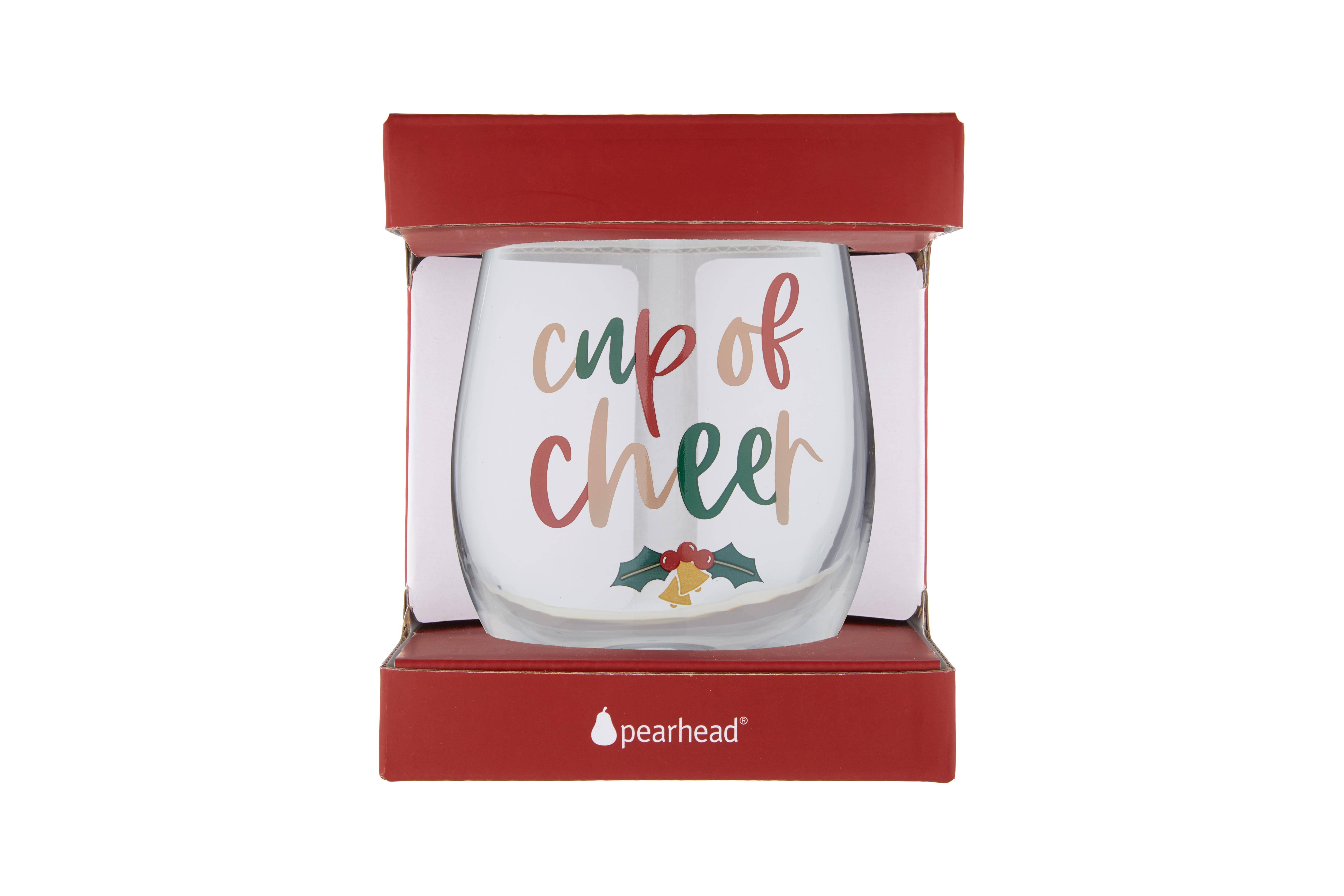 Pearhead - Wholesale Wine Glass - Festive Cup of Cheer Christmas Stemless Wine Glass5