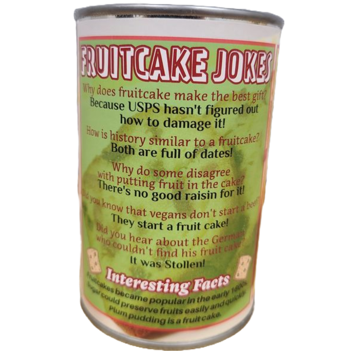 Canned Gifts - Wholesale Gag Gift/Novelty Gift - Canned Fruitcake | Plush Fruit Cake w/Jokes | Christmas1