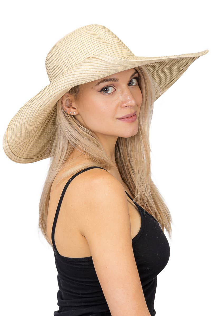 Cap Zone - Wholesale Straw Hat - Women's - Wire Brim Straw Beach Sun Hat0