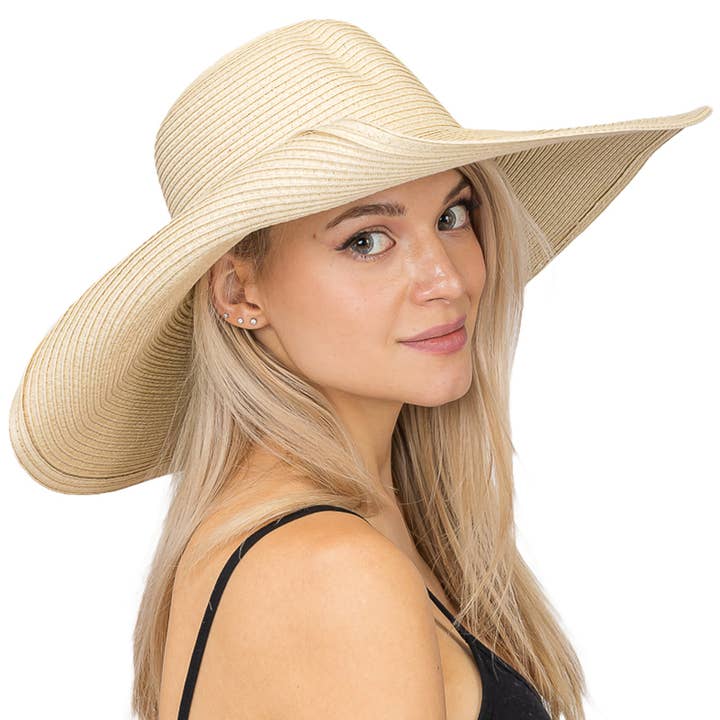 Cap Zone - Wholesale Straw Hat - Women's - Wire Brim Straw Beach Sun Hat0