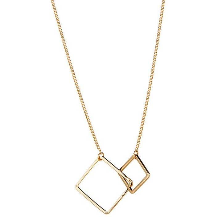 Gold Plated Necklace with Double Square for wholesale by Juulry