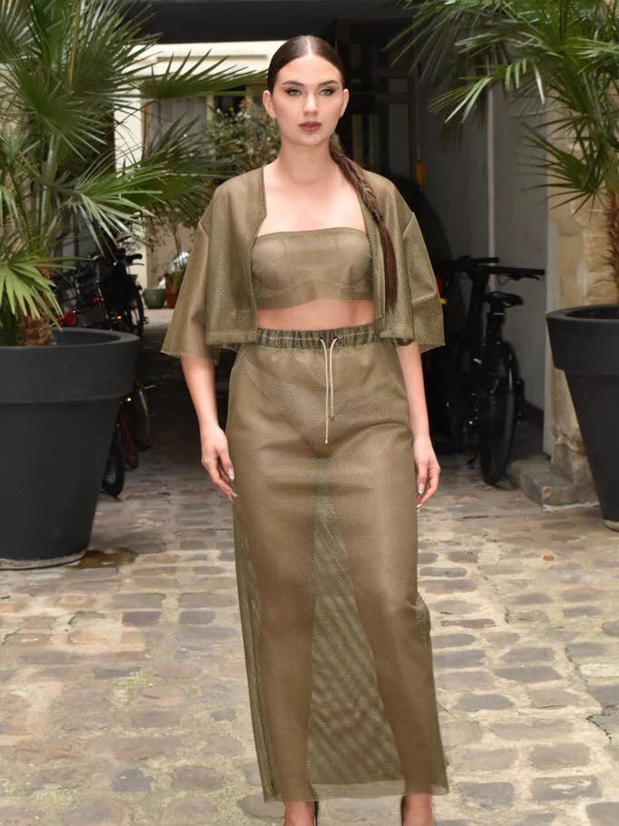 TRIMINGHAM MESH ELONGATED SKIRT for wholesale by Trimingham