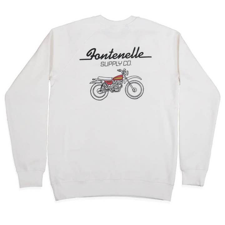 Dirt Bike Crewneck - Ecru for wholesale by Fontenelle Supply Co