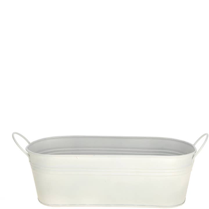 Vosteen - Wholesale Plant Pot - Mito Oval metal bowl, L33cm, W12cm, H12, 5cm, white