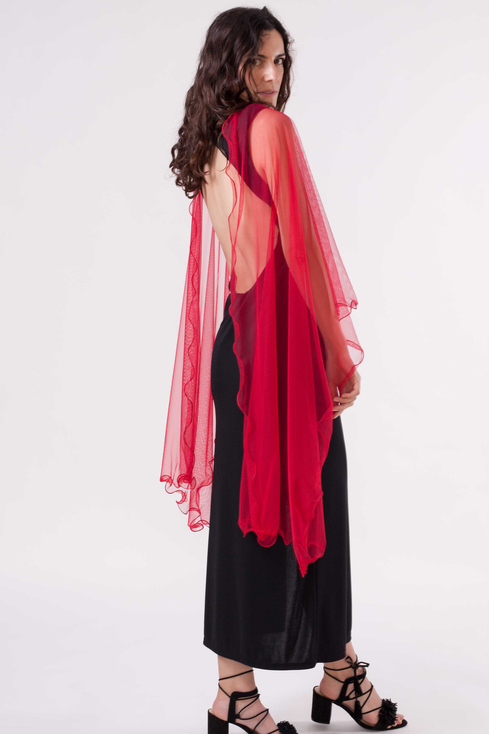 MR Complements - Vente Écharpe – femme - Châle en tulle grande taille aux bords ondulés4