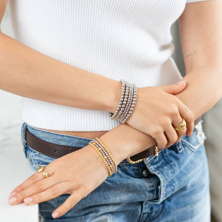 Splendid Iris - Wholesale Beaded Bracelet - Two-Tone Stretch Bracelet 3mm/5mm1