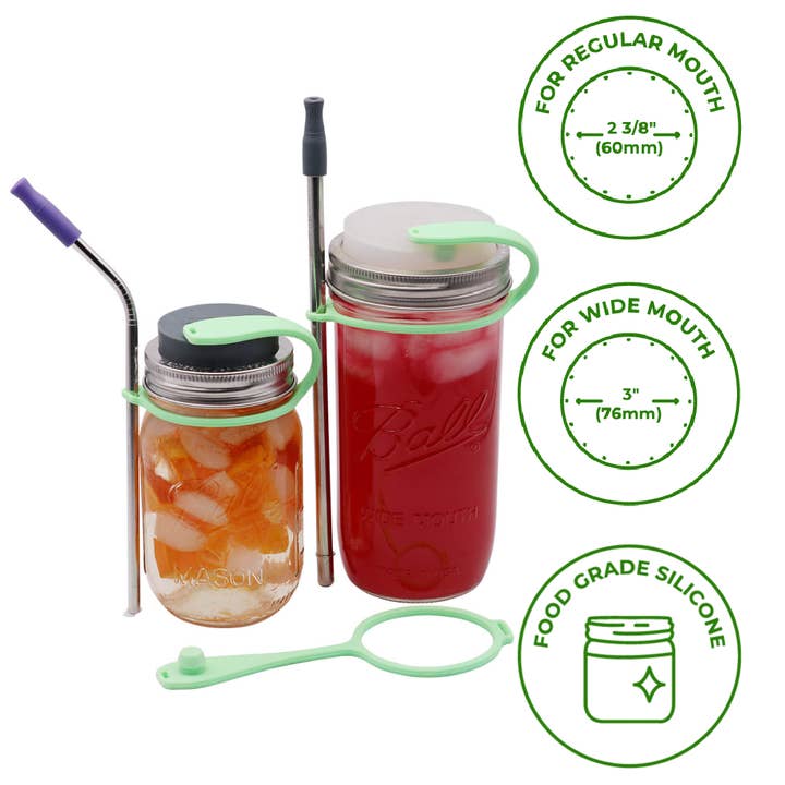 Mason Jar Lifestyle - Wholesale Drink Lids - Silicone Straw Hole Tumbler Lid Plug/Stopper w/ Straw Strap