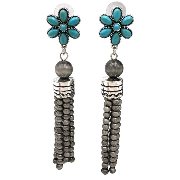 Bohemian Flower Navajo Beads Tassel Earrings for wholesale by Lunar Deer